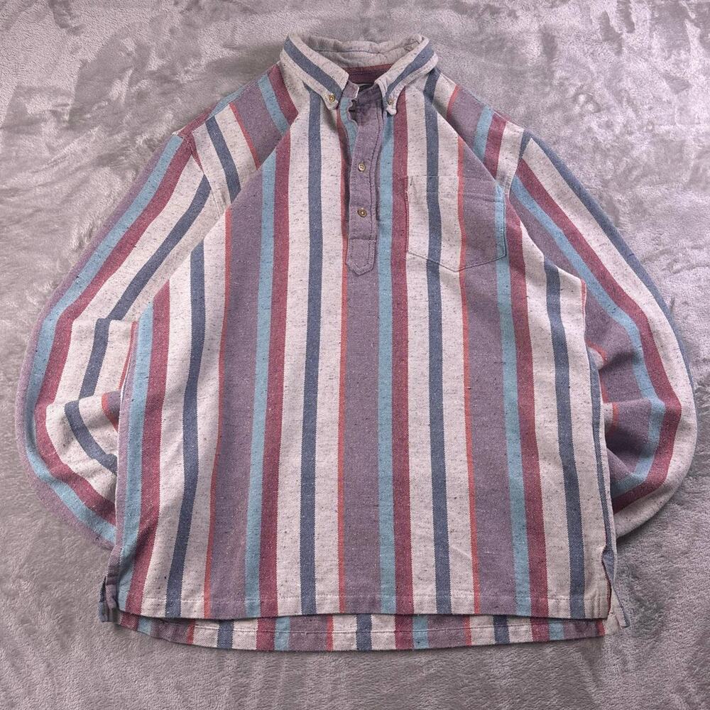 Vintage The Nutter Striped Pullover Shirt Men’s XL Half Button Multicolor